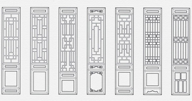 勃利常用中式仿古花窗图案隔断设计图